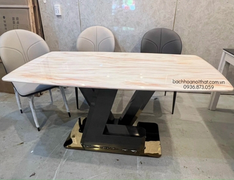 BÀN ĂN MẶT ĐÁ MARBLE XUYÊN SÁNG CAO CẤP