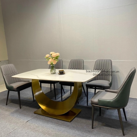 BÀN ĂN CHÂN INOX MẶT ĐÁ CERAMIC NHẬP KHẨU