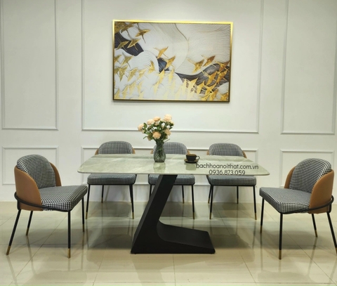 BÀN ĂN MẶT ĐÁ CHÂN SẮT CHỮ Z