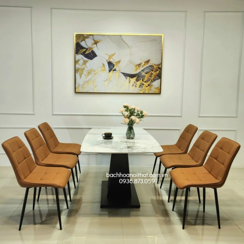 BÀN ĂN MẶT ĐÁ 6 GHẾ CAMILA NHẬP KHẨU - BBA35