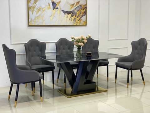 BÀN ĂN MẶT ĐÁ CERAMIC CHÂN LV - BAMD153