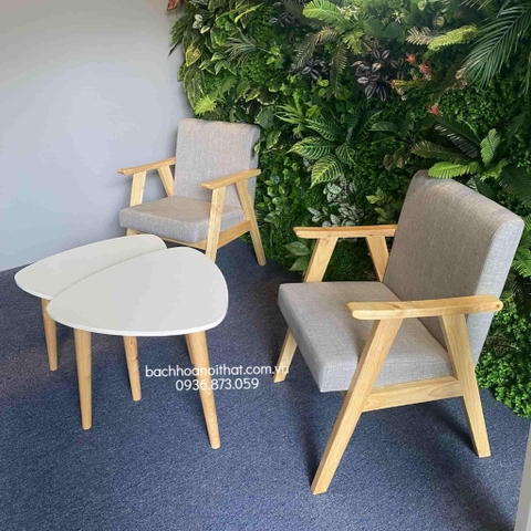 GHẾ SOFA TAY DẸT ĐƠN GỖ CAO SU - SFG02