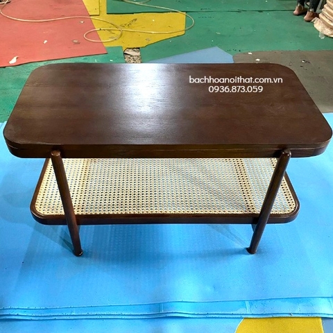 BÀN TRÀ SOFA MẶT GỖ 2 TẦNG MÂY - BTG22