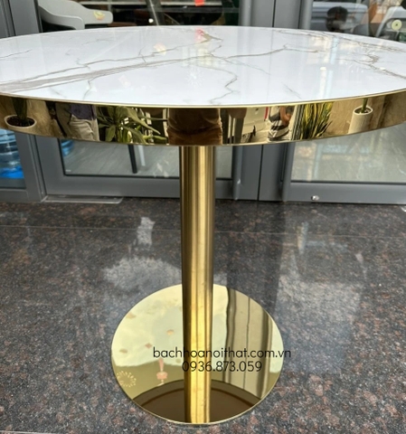 BÀN CAFE MẶT THỦY TINH CHÂN INOX MẠ VÀNG - BCF21