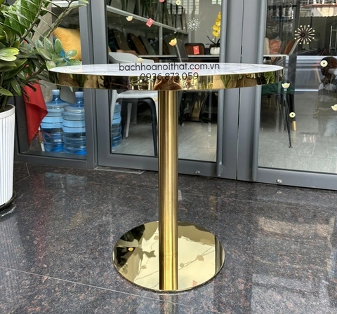 BÀN CAFE MẶT THỦY TINH CHÂN INOX MẠ VÀNG - BCF21