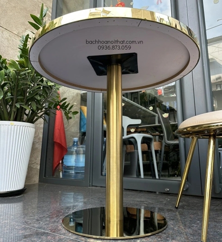 BÀN CAFE MẶT THỦY TINH CHÂN INOX MẠ VÀNG - BCF21