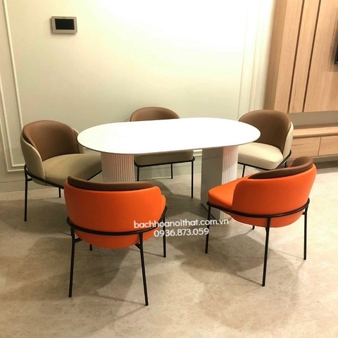 BÀN ĂN MẶT ĐÁ CERAMIC CHÂN GỖ MDF - BAMD156