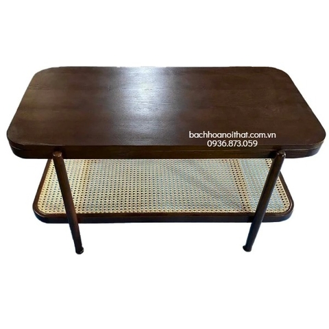 BÀN TRÀ SOFA MẶT GỖ 2 TẦNG MÂY - BTG22