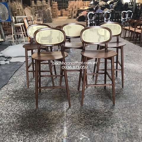 GHẾ BAR GỖ ASH TỰA ĐAN MÂY - BAR41