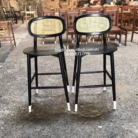 GHẾ BAR GỖ ASH TỰA ĐAN MÂY - BAR41