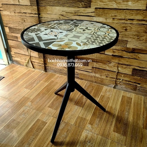 Bàn Cafe Tròn 60cm Chân Sắt Sơn Tĩnh Điện - BCF76