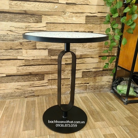 Bàn Cafe Mặt Gạch Hoa Chân Sắt - BCF68