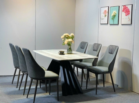 Bộ Bàn Ăn Chân A Sóng 6 Ghế Spot -BBA58