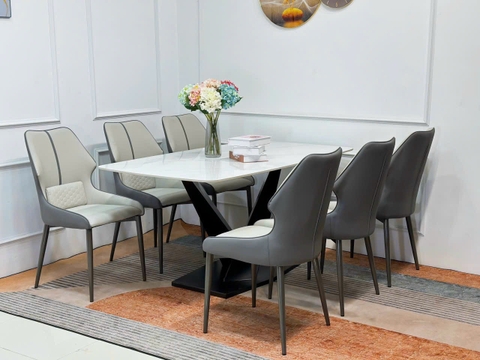 Bộ Bàn Ăn Chân X 6 Ghế Veno -BBA52