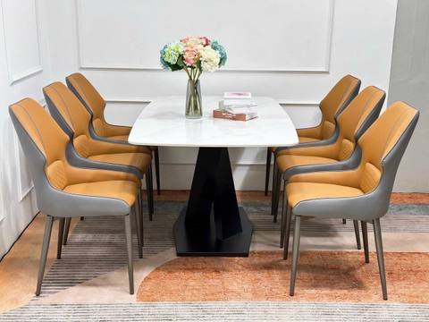 Bộ Bàn Ăn Chân X 6 Ghế Veno -BBA52