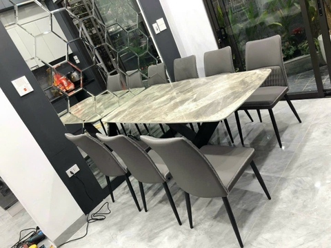 Bộ Bàn Ăn Chân X 6 Ghế Trám Giữa -BBA59