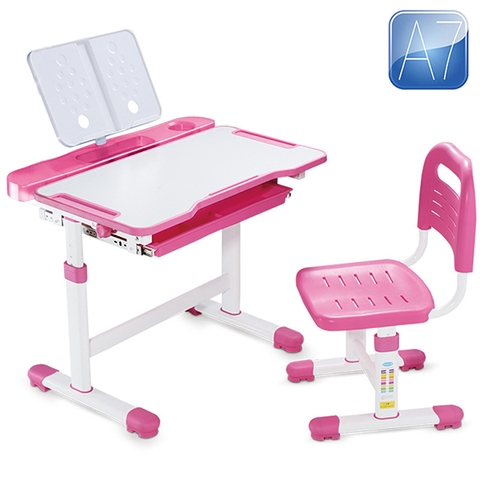 Combo Bàn Ghế Học Tập Thông Minh Cho Bạn Nữ VDTA7 Hồng