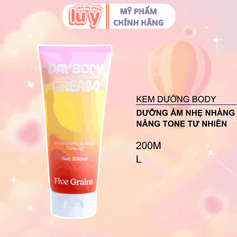 Kem Dưỡng Five Grains Trắng Da Niacinamide, Alpha-Arbutin Nâng Tone Ban Ngày 200ml
