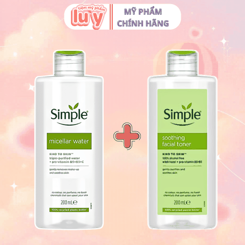 Combo Toner + Nước Tẩy Trang Simple 200ml