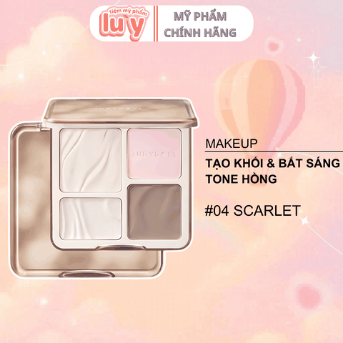 Bảng Highlight Và Tạo Khối Judydoll 4 Màu - 04 Sáng Hồng 9g