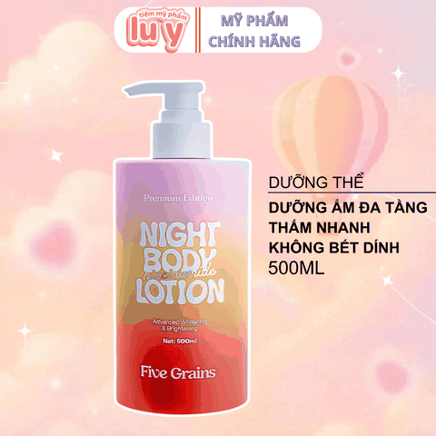 Kem Dưỡng Body Five Grains Dưỡng Trắng Da Niacinamide Ban Đêm Bản Nâng Cấp 500ml
