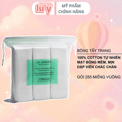 [Miếng Vuông] Bông Tẩy Trang La Soirée 255 miếng (La Soire)