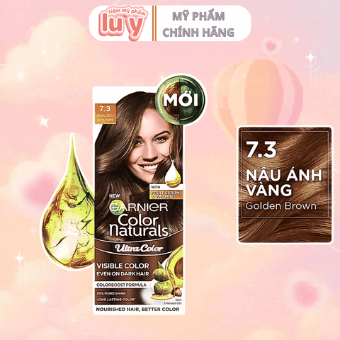 Nhuộm Tóc Garnier Màu 7.3 Nâu Ánh Vàng Hộp 50G