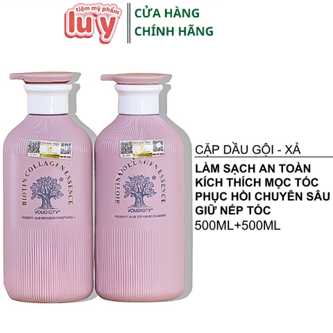 Cặp Dầu Gội Xả BIOTIN Collagen Hồng Essence 1000ML [Cty - Full VAT]