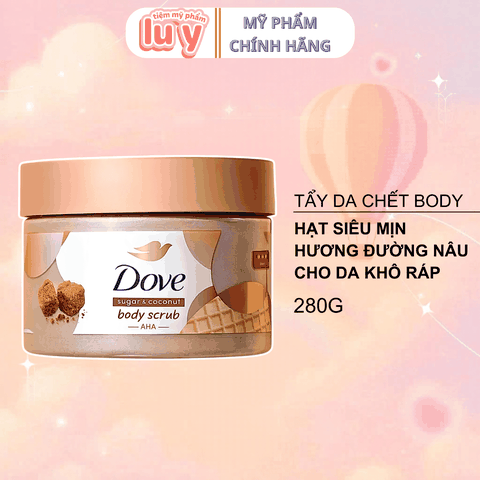 Tẩy Da Chết Dove Hương Dừa + Đường Nâu 280G Mẫu Mới