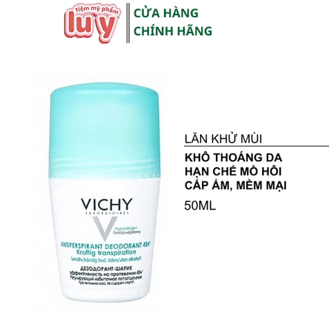 Lăn khử mùi Vichy Antiperspirant Deodorant 48h 50ml - Xanh [Hàng Công Ty + Full VAT]