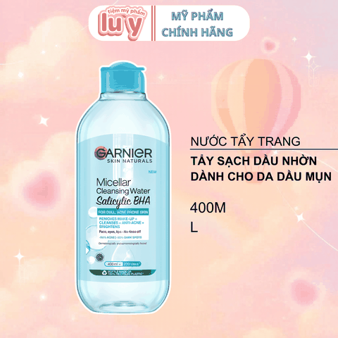 Nước Tẩy Trang Garnier Xanh Dương Cho Da Dầu Mụn 400ml