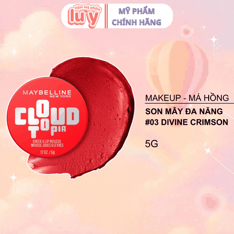 Son Môi & Má Hồng Maybelline Cloudtopia 03 Divine Crimson 5g