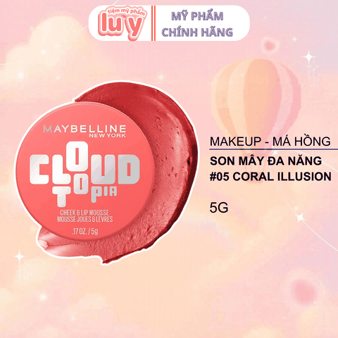 Son Môi & Má Hồng Maybelline Cloudtopia 05 Coral Illusion 5g