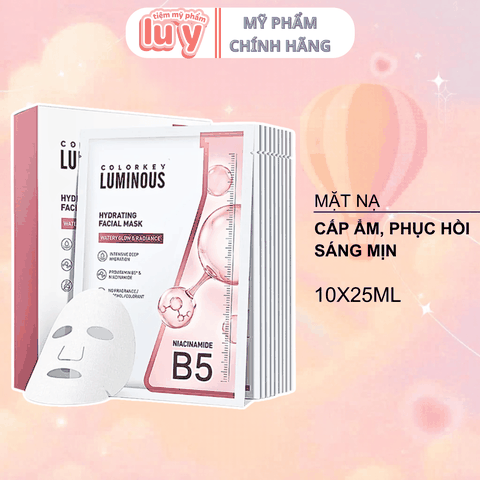 [Hộp 10 Miếng] Mặt Nạ Colorkey Luminous B5 25ML Hồng Sáng Mịn, Đàn Hồi