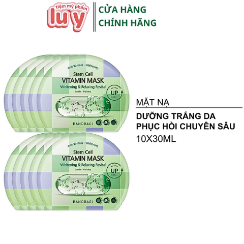 Hộp 10 Miếng Mặt Nạ Banobagi Stem Cell Xanh Lá Phục Hồi