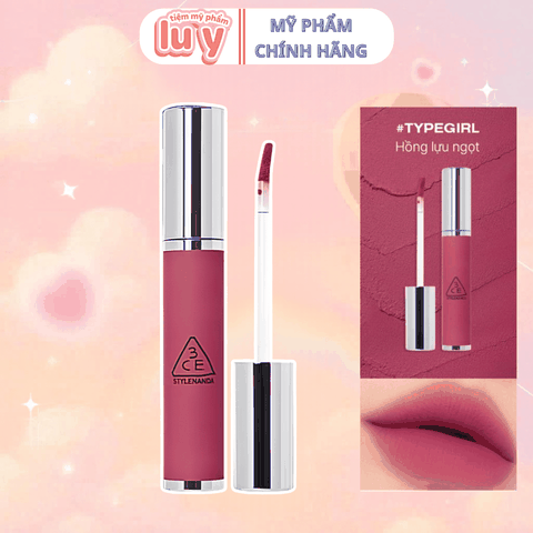 Son Lì 3CE Hazy Lip Clay Mịn Môi Typegirl - Hồng Sen 4g