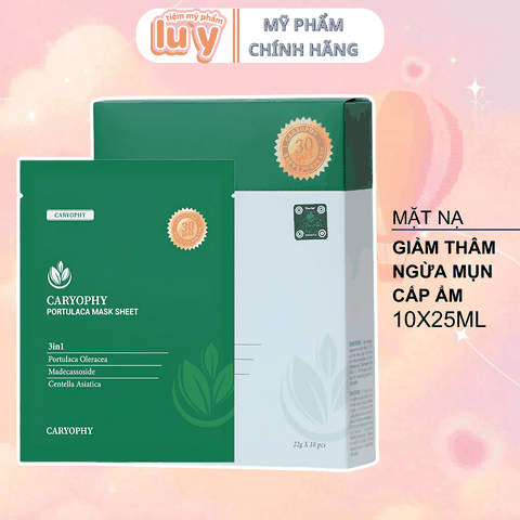 [Hộp 10 Miếng] Mặt Nạ Rau Má Caryophy Giảm Mụn 25ml