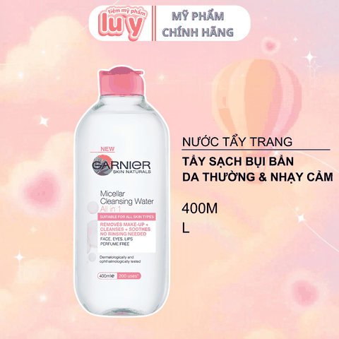 Nước Tẩy Trang Garnier Hồng Cho Da Nhạy Cảm 400ml