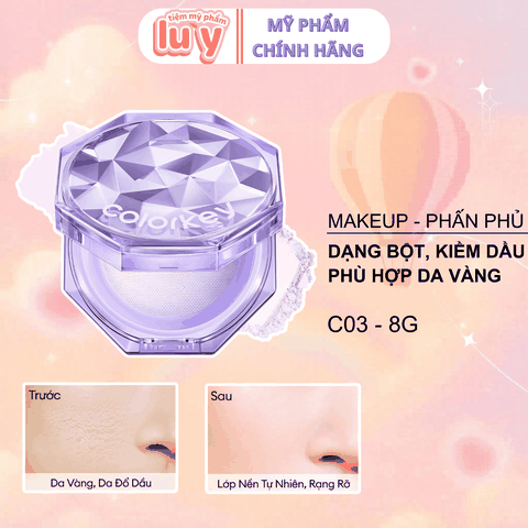 Phấn Phủ Dạng Bột Colorkey Vỏ Tím #C03 - Phù Hợp Tone Da Vàng