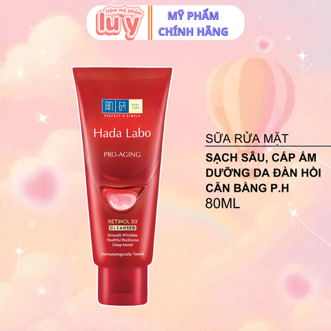 Sữa Rửa Mặt Hadalabo Đỏ 80g - Collagen Giảm Lão Hóa