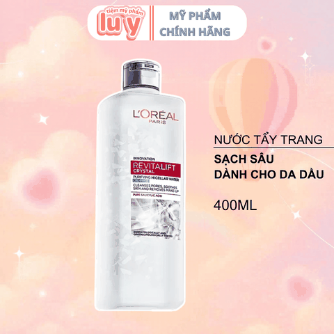 Nước Tẩy Trang Loreal Xám Cho Da Dầu & Mụn 400ml (Date 8/2027)