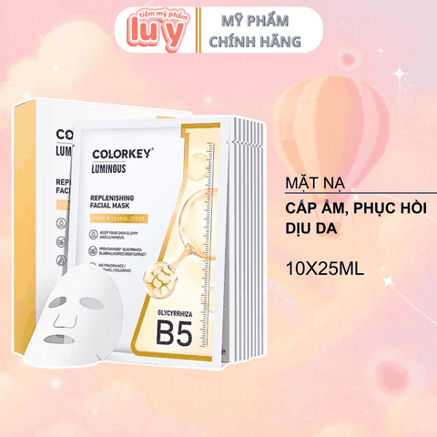 [Hộp 10 Miếng] Mặt Nạ Colorkey Luminous B5 25ML Vàng Dịu Da