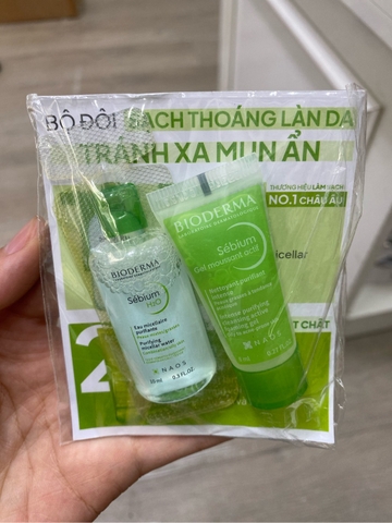 Set mini 2 món bioderma da dầu tẩy trang + sữa rửa mặt [Cty - Full VAT]