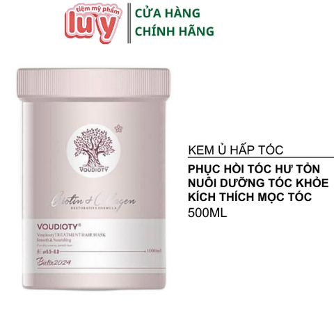 Kem ủ tóc Biotin Collagen Voudioty Pink Essence 500ml [Cty - Full VAT]