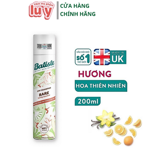 Gội Khô Batiste 200ML - Bare Barely Scented [Cty - Full VAT]