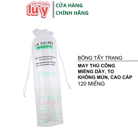 Bông Tẩy Trang La Soirée Premium Cotton 120 miếng (La Soire) [Cty - Full VAT]