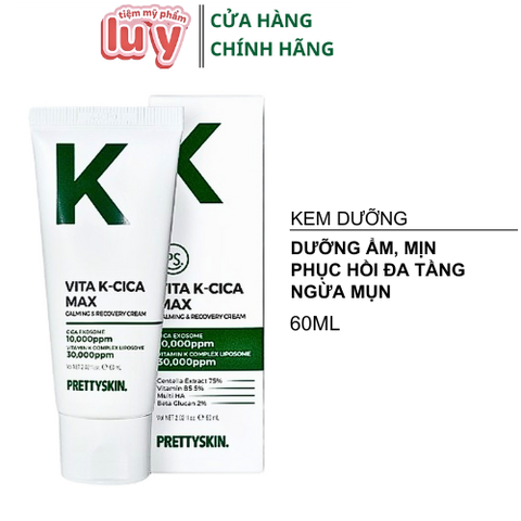 Kem Dưỡng Prettyskin Vita K-Cica Max 60ml [Hàng Công Ty + Full VAT]