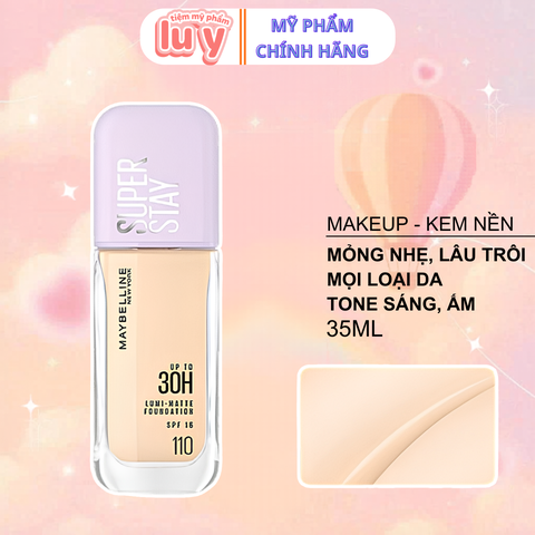 Kem Nền Maybelline Superstay #110 Lumi Matte 30H Foundation Bắt Sáng Che Phủ Siêu Nhẹ