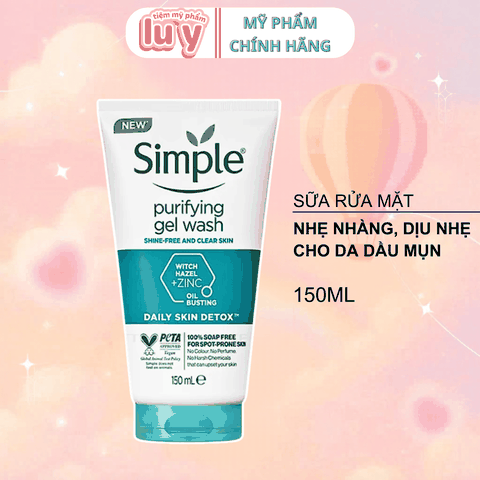 Sữa Rửa Mặt SIMPLE - Xanh Da Dầu mụn - Mẫu mới