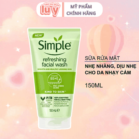 Sữa Rửa Mặt SIMPLE Xanh lá - Da Nhạy Cảm 150ML
